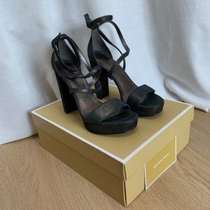 MICHAEL | Michael Kors | Charlize Platform | Metallic Leather | Anthracite